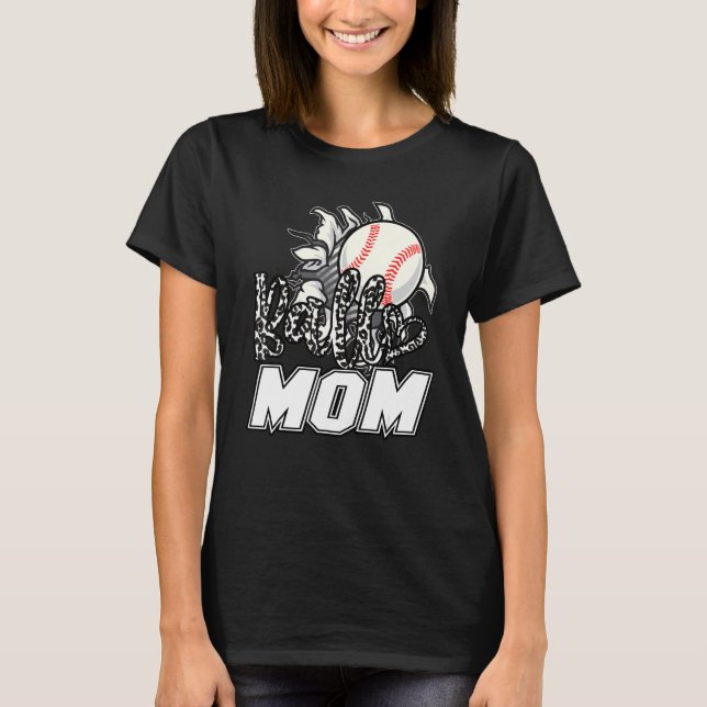 Ball Mom Cheetah Baseball Softball Mama Women Moth T Shirt (Framsida)
