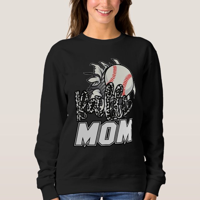 Ball Mom Cheetah Baseball Softball Mama Women Moth T Shirt (Framsida)