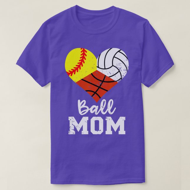 Ball Mom Funny Softball Volleyball Basketball Mom  T Shirt (Design framsida)
