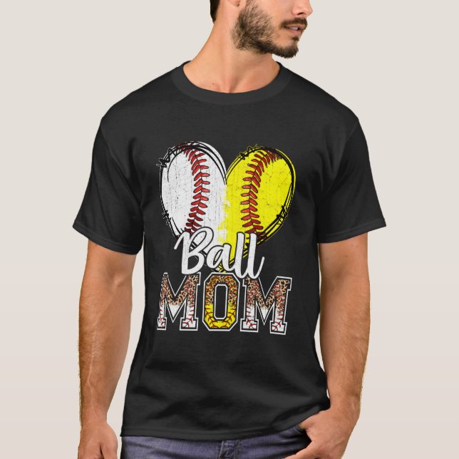 Ball Mom He Baseball Softball Mama Mothers Day 202 T Shirt (Framsida)