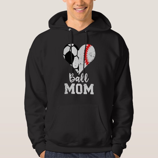 Ball Mom Heart  Soccer Mom Hoodie (Framsida)