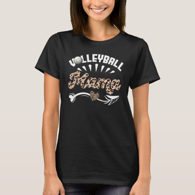 Ball Mom Mother's Day  Volleyball Mama Leopard T Shirt (Framsida)