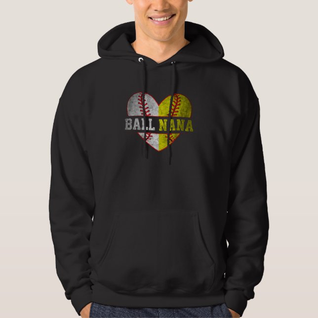 Ball Nana Softball Baseball For Women Mother Day Hoodie (Framsida)