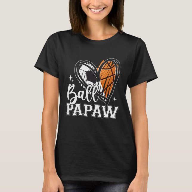Ball Papaw Soccer Basketball Heart T Shirt (Framsida)