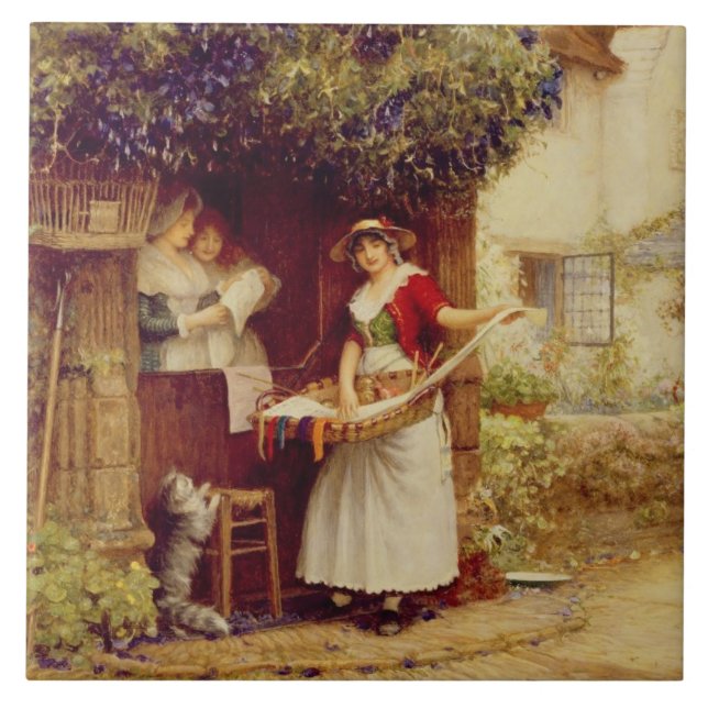 Balladen Säljare, 1902 (olja ombord) Kakelplatta (Framsidan)