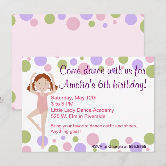 Ballageldansgruppsinbjudan Inbjudningar (Fram/baksida)