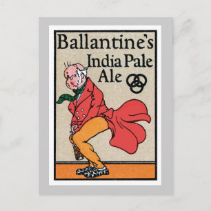 Ballantins Indiens Blek Ale Vintage Label Vykort