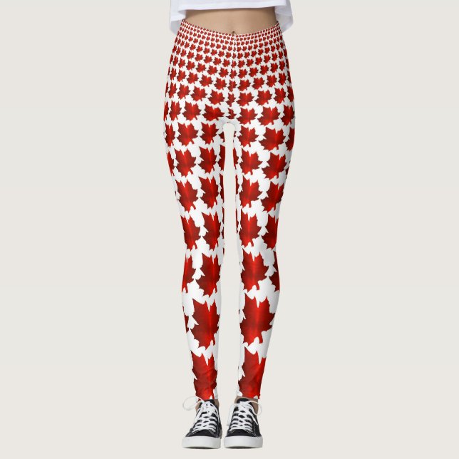 Ballar av CANADA Red Maple Löv Leggings (Framsida)