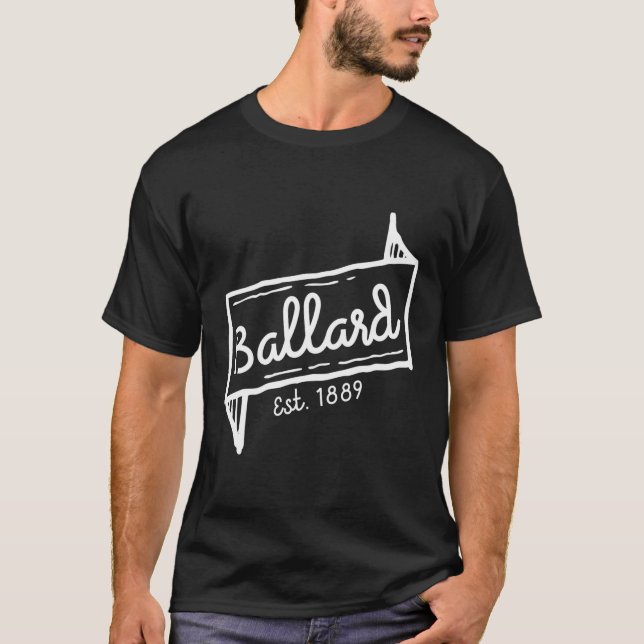 Ballard Seattle Washington Est 1889 T Shirt (Framsida)