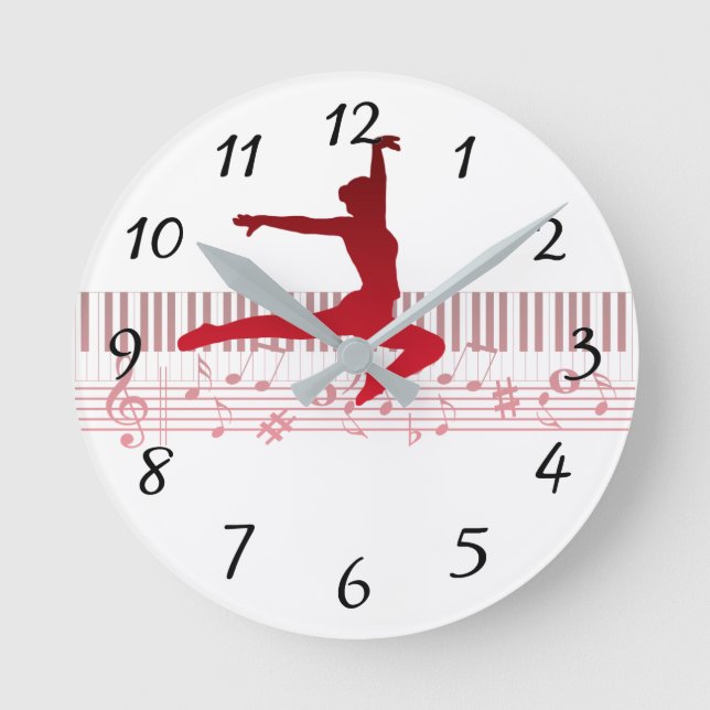 Balldancer på tangentbord  rund klocka (Framsida)