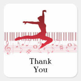 Balldankerska på tangentbord fyrkantigt klistermärke