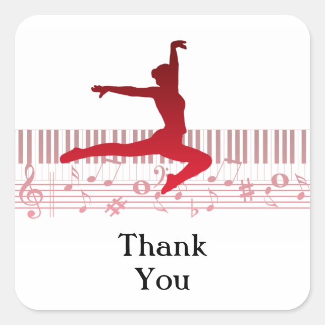 Balldankerska på tangentbord fyrkantigt klistermärke (Framsida)