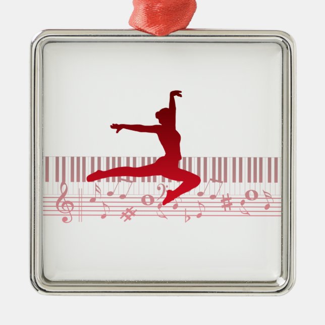 Balldankerska på tangentbord julgransprydnad metall (Framsidan)