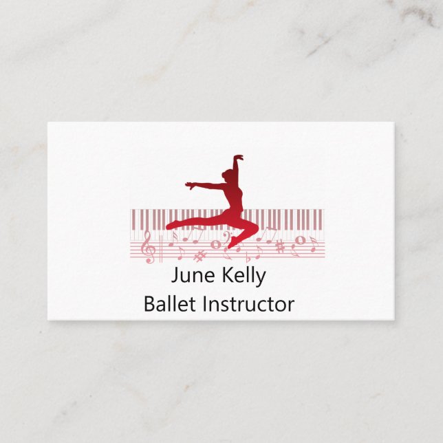 Balldankerska på tangentbord visitkort (Framsida)