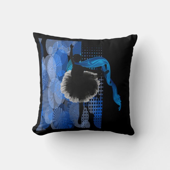 Ballddansare på svart och blå bakgrundsbelysning kudde (Framsida)