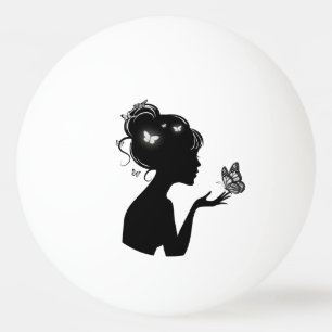 Balle De Ping Pong La femme papillons blancs Pingisboll