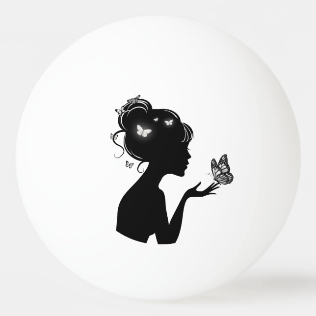 Balle De Ping Pong La femme papillons blancs Pingisboll (Baksidan)