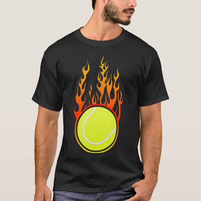 balle tennis flamme feu flame logo 3110 A T Shirt (Framsida)
