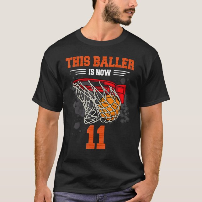 Baller är nu 11 basketboll 11-årsdag 11 t shirt (Framsida)