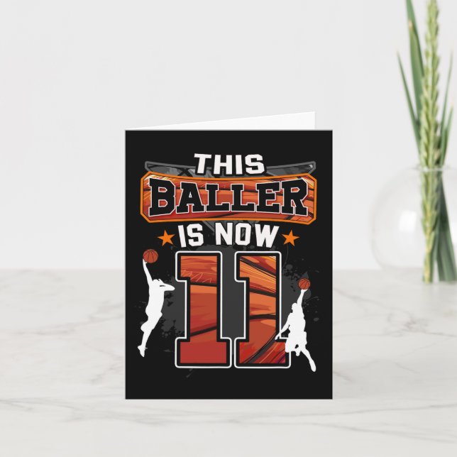 Baller är nu 11 Coolors Basketball 11:e födelsedag Kort (Framsida)