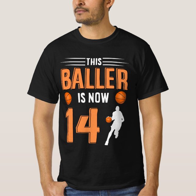 Baller är nu 14-14:e Basketball Älskare Gift T Shirt (Framsida)