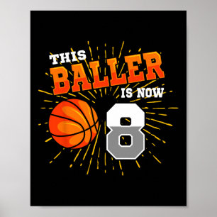 Baller är nu 8:e Födelsedagsfesten i basketboll Poster