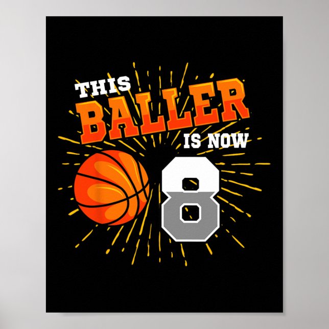 Baller är nu 8:e Födelsedagsfesten i basketboll Poster (Framsidan)