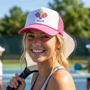 Baller atletiska korsade rosa pickleball-paddlar keps