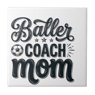 Baller Coach Mamma Vintage Fotboll Shirt Design_1 Kakelplatta