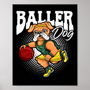 Baller Hund Sports Idrottsman Bulldog Musculary Hu Poster