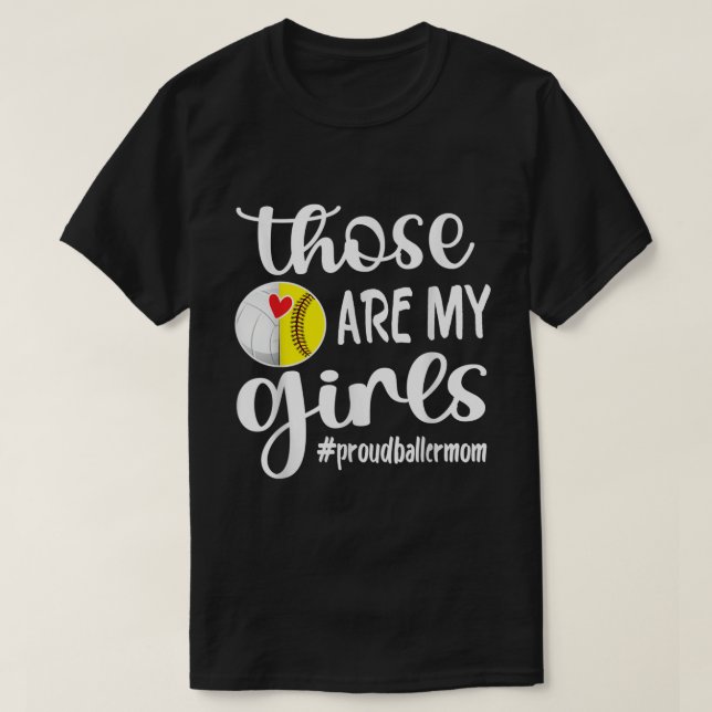 Baller Mamma Proud Softball Volleyball Player Girl T Shirt (Design framsida)