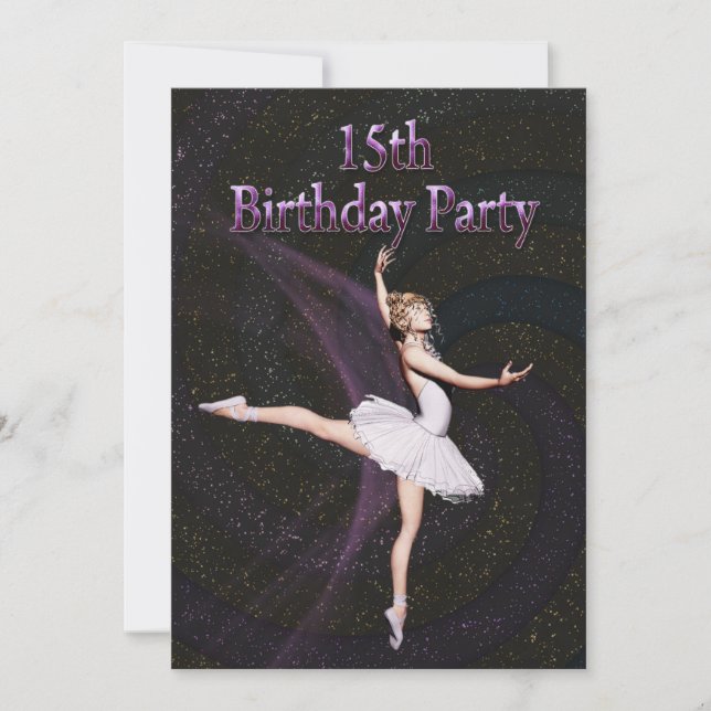 Ballerina 15th Birthday party invitation Inbjudningar (Framsida)
