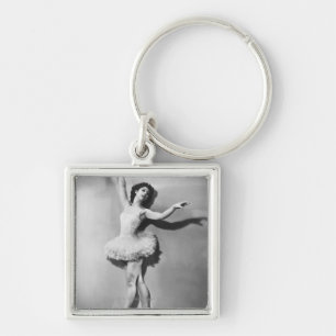 Ballerina 2 fyrkantig silverfärgad nyckelring