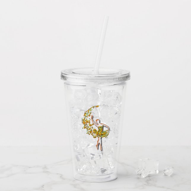 Ballerina Acrylic Tumbler Fire Ballet Dancer Take Away Mugg (Baksida Ice)