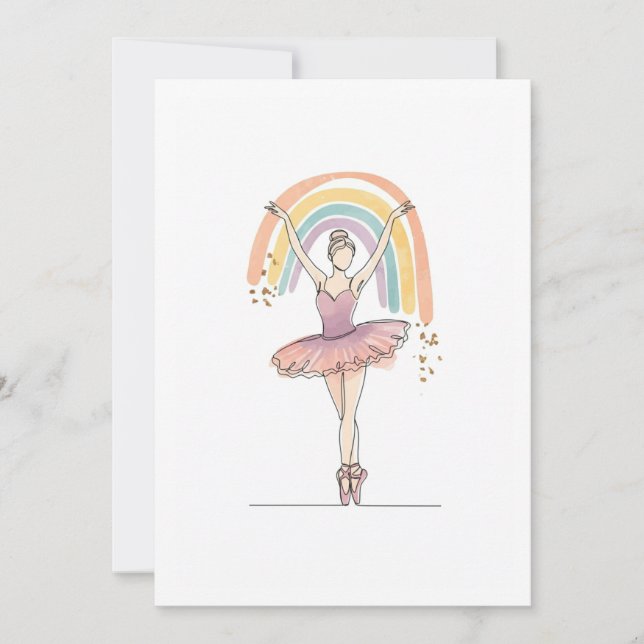 ballerina and rainbow inbjudningar (Framsida)