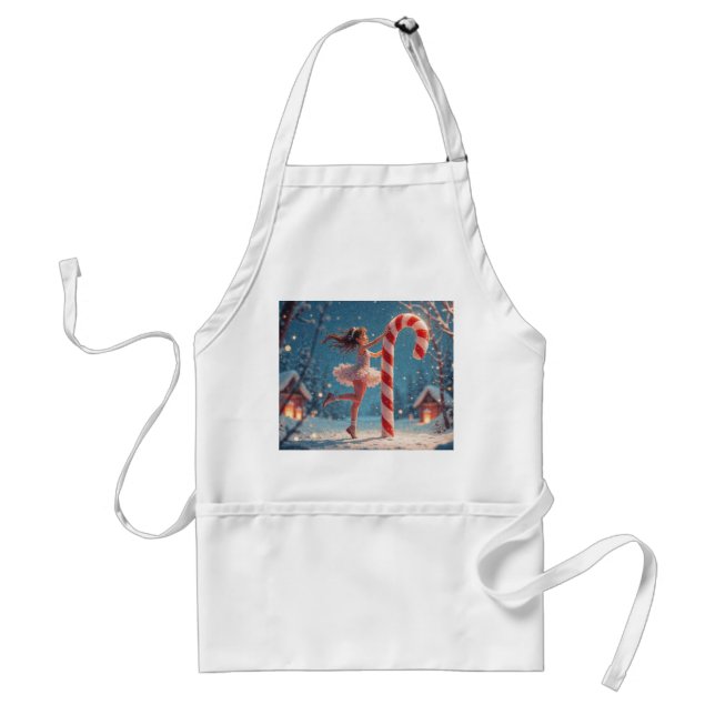 Ballerina Anime Flicka & Candy Cane Jul Förkläde (Framsidan)