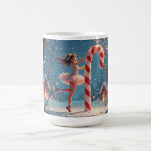 Ballerina Anime Flicka & Candy Cane Jul Kaffemugg