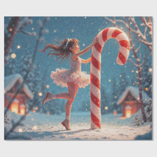 Ballerina Anime Flicka & Candy Cane Jul Presentpapper