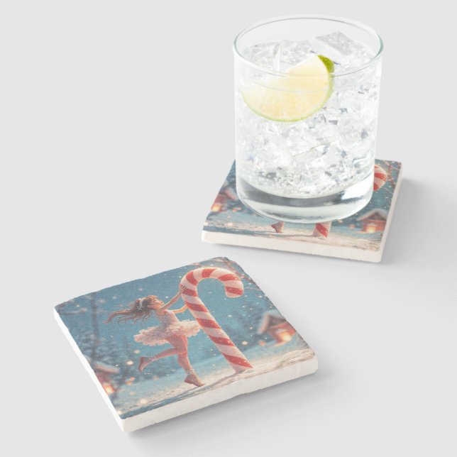 Ballerina Anime Flicka & Candy Cane Jul Stenunderlägg (Sidan)