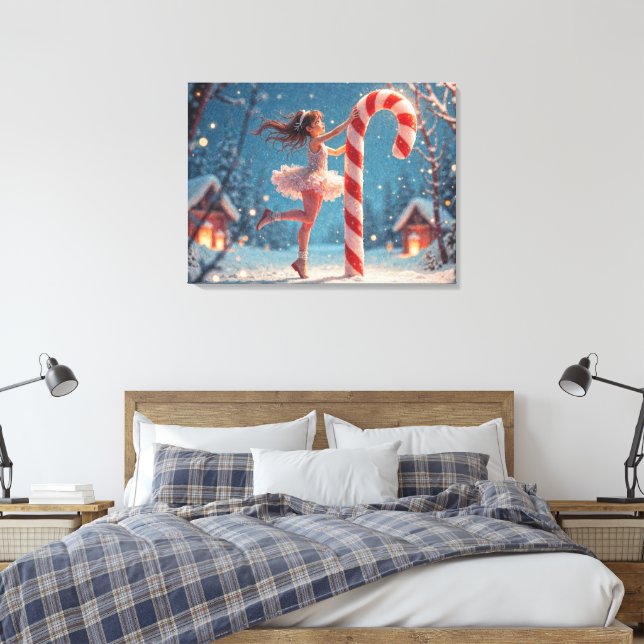 Ballerina Anime Flicka & Candycane Jul Canvastryck (Insitu (sovrum))