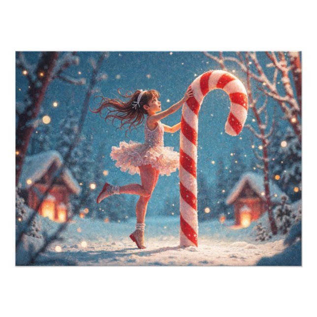 Ballerina Anime Girl & Candy cane jul Fototryck (Framsidan)