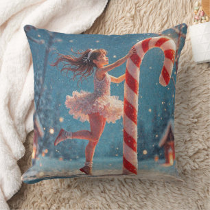 Ballerina Anime Girl & Candy cane jul Kudde