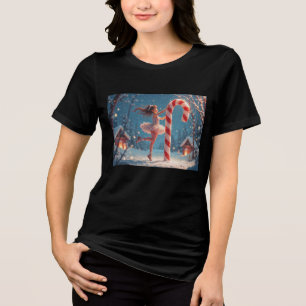 Ballerina Anime Girl & Candy cane jul T Shirt