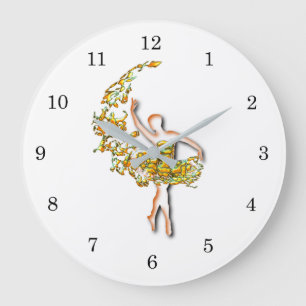 Ballerina Art Fire Ballet Tango Dancer Din Färg Stor Klocka