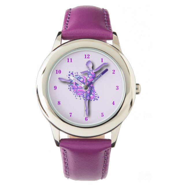 Ballerina Art Lila Dance - Ballet Dancer Teckning Armbandsur (Framsida)