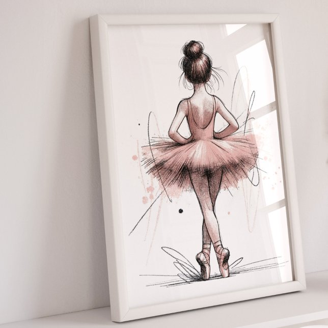 Ballerina Art Print | Ballerina Nursery Decor Poster (Ballerina Art Print)