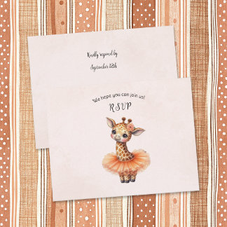Ballerina Baby Flickor Shower Tutu Elegant Giraff OSA Kort