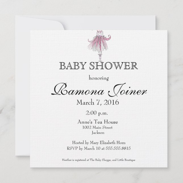 Ballerina Baby Shower-inbjudan Inbjudningar (Framsida)