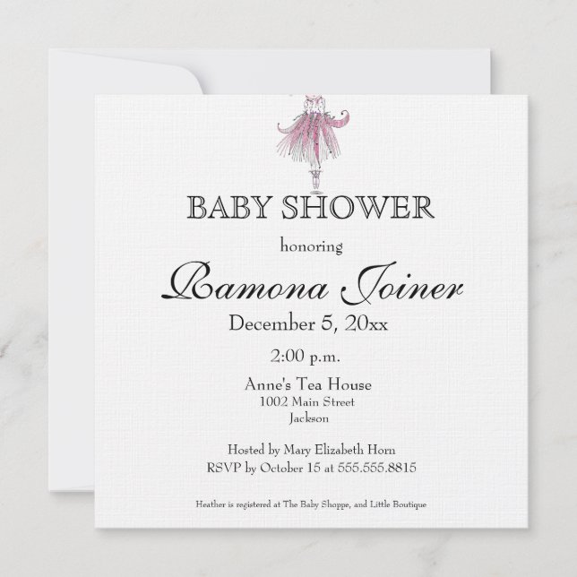 Ballerina Baby Shower-inbjudan Inbjudningar (Framsida)