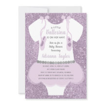 Ballerina Baby Shower-inbjudan, Lila